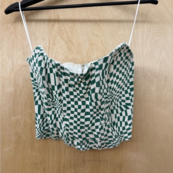 Et Clet Green and White Checkered Corset Top with Boning - Picture 3 of 9